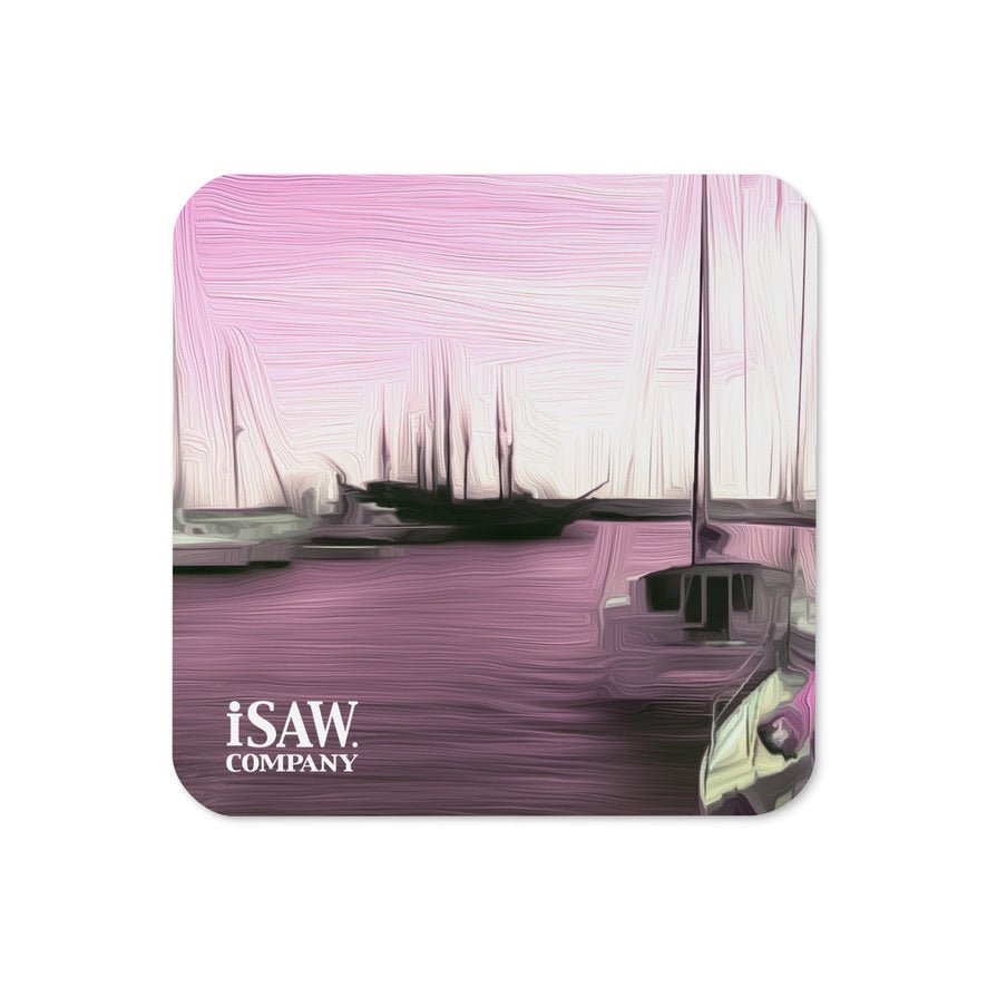 The Sleeping Yachts (at Evening) - Cork Back Coaster - iSAW Company