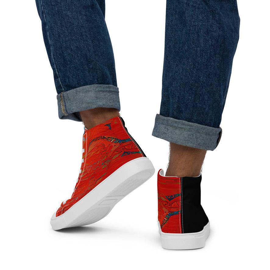 Half Black Half Hónghǎi - Mens High-Top Canvas Shoes - iSAW Company