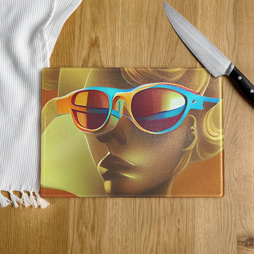 Retro Cool Orange - Glass Cutting Board - iSAW Company