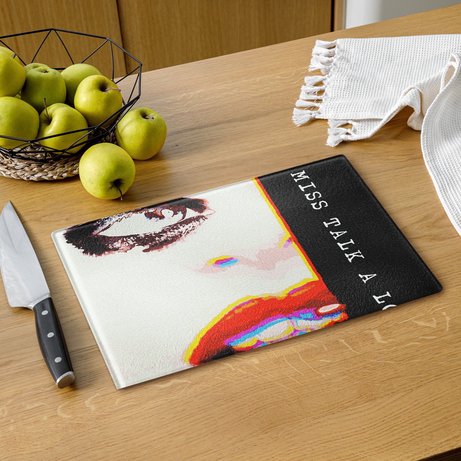 Miss Talk A Lot - Glass Cutting Board - iSAW Company