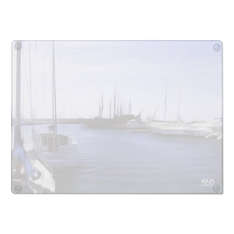 The Sleeping Yachts (at Afternoon) - Glass Cutting Board - iSAW Company