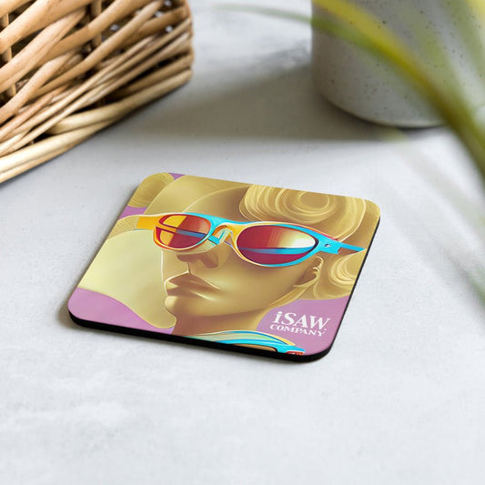Retro Cool Pink - Cork Back Coaster - iSAW Company