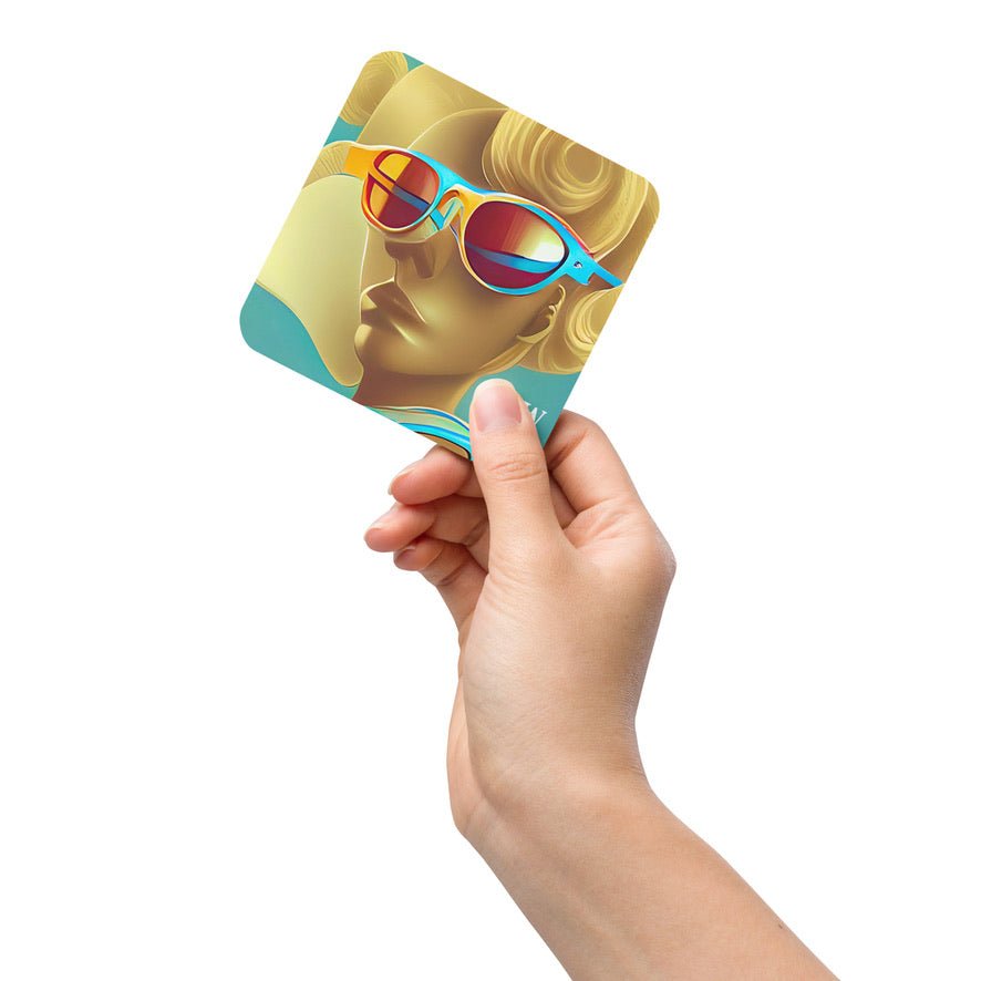 Retro Cool Blue - Cork Back Coaster - iSAW Company