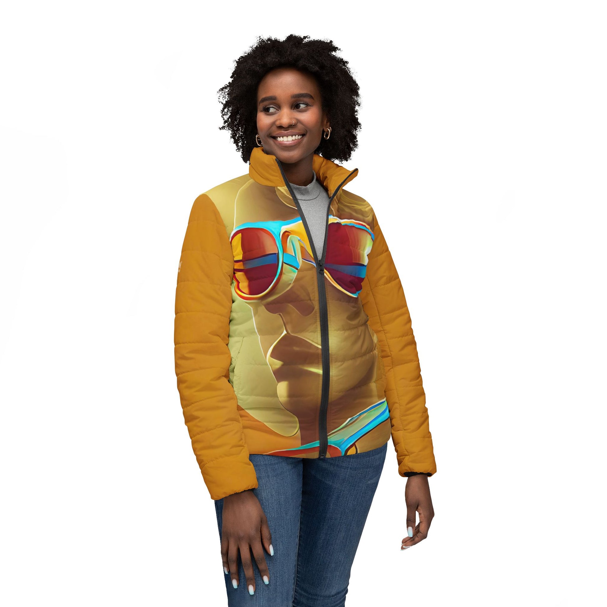 Retro Cool Orange - Womens Puffer Jacket - iSAW Company