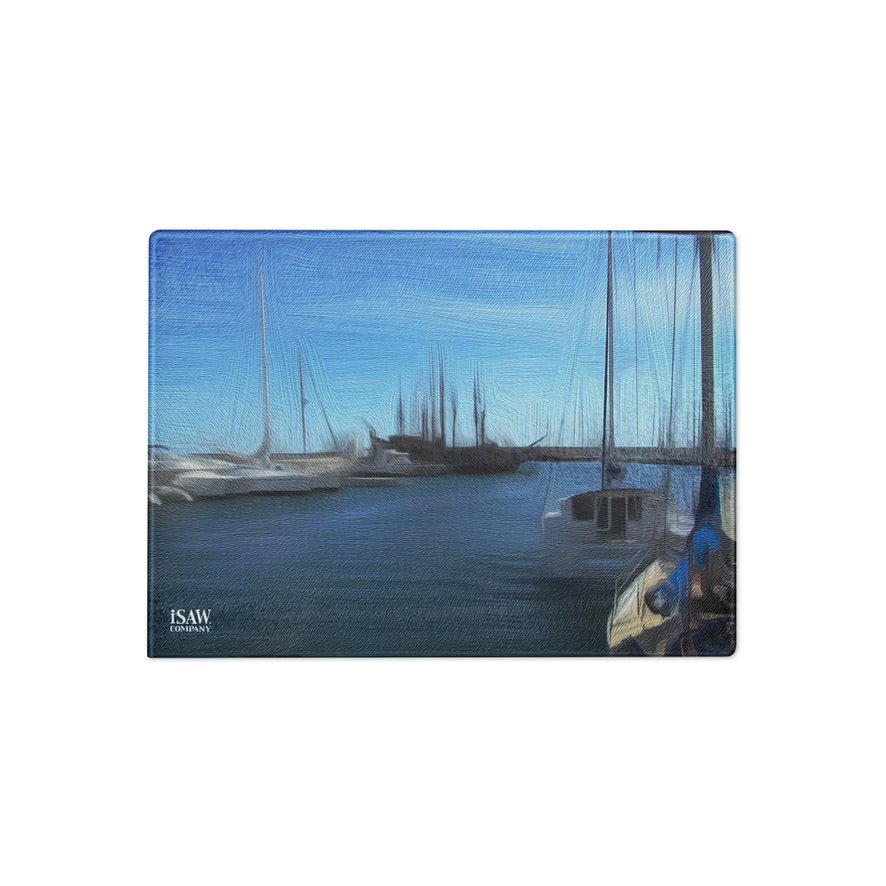 The Sleeping Yachts (at Morning) - Glass Cutting Board - iSAW Company