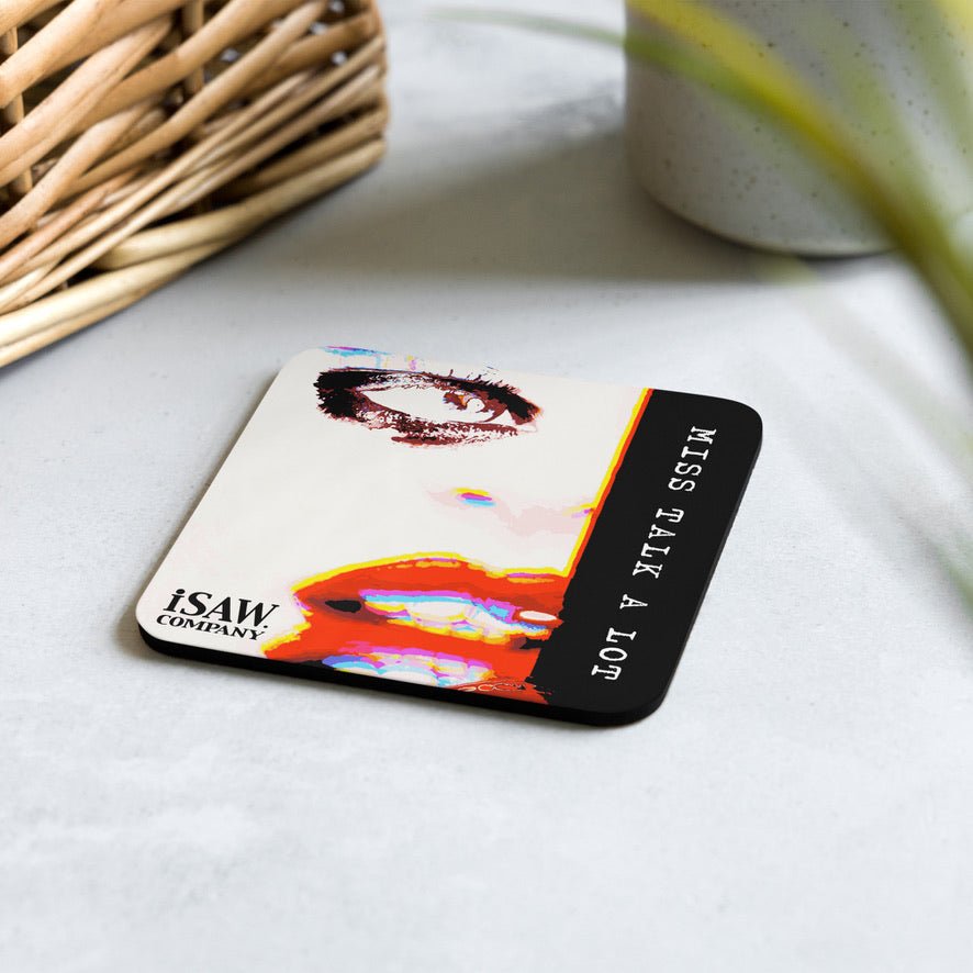 Miss Talk A Lot - Cork Back Coaster - iSAW Company