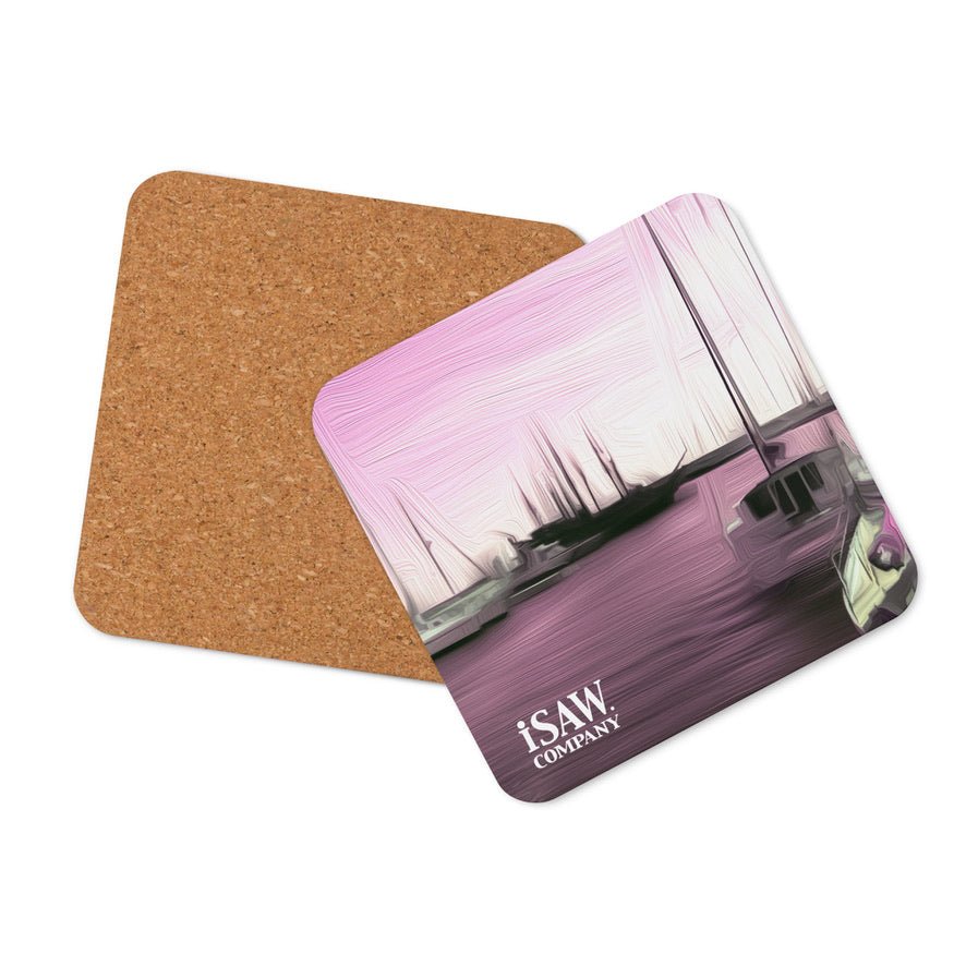 The Sleeping Yachts (at Evening) - Cork Back Coaster - iSAW Company
