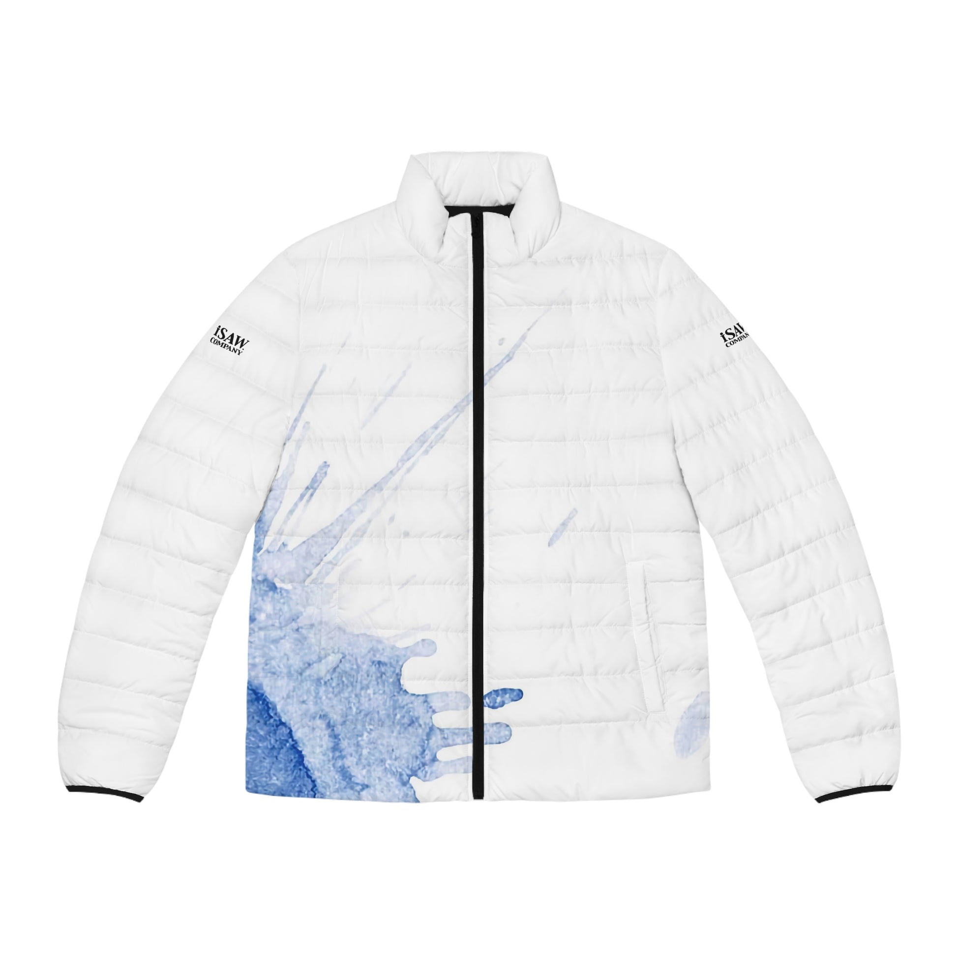 Watercolour Blue Splash - Mens Puffer Jacket - iSAW Company