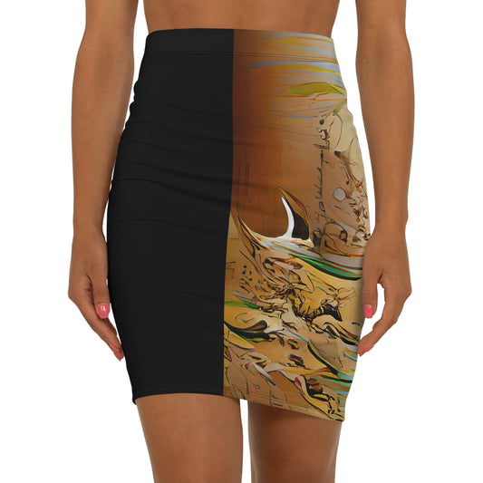 Half Black Half Gāolàng - Womens Pencil Skirt - iSAW Company