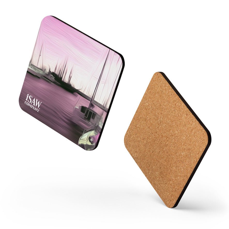 The Sleeping Yachts (at Evening) - Cork Back Coaster - iSAW Company