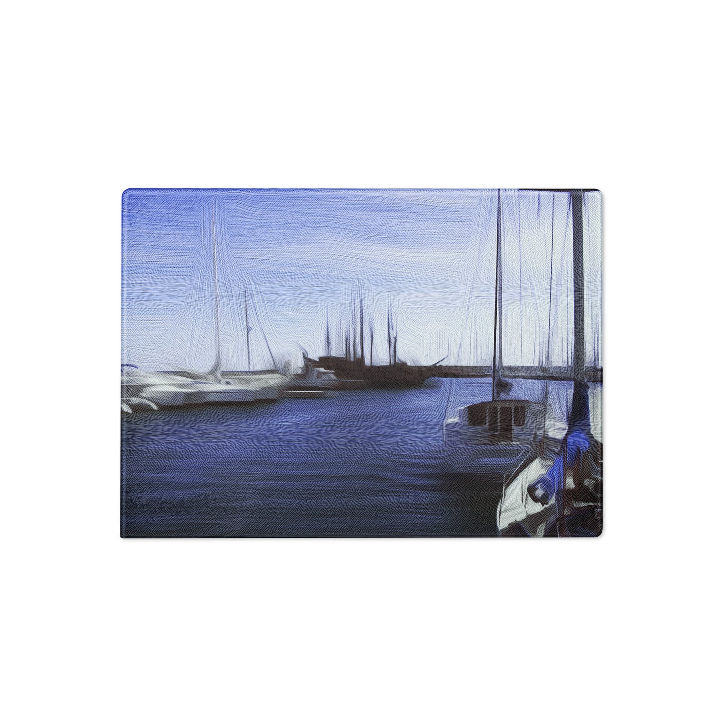 The Sleeping Yachts (at Afternoon) - Glass Cutting Board - iSAW Company
