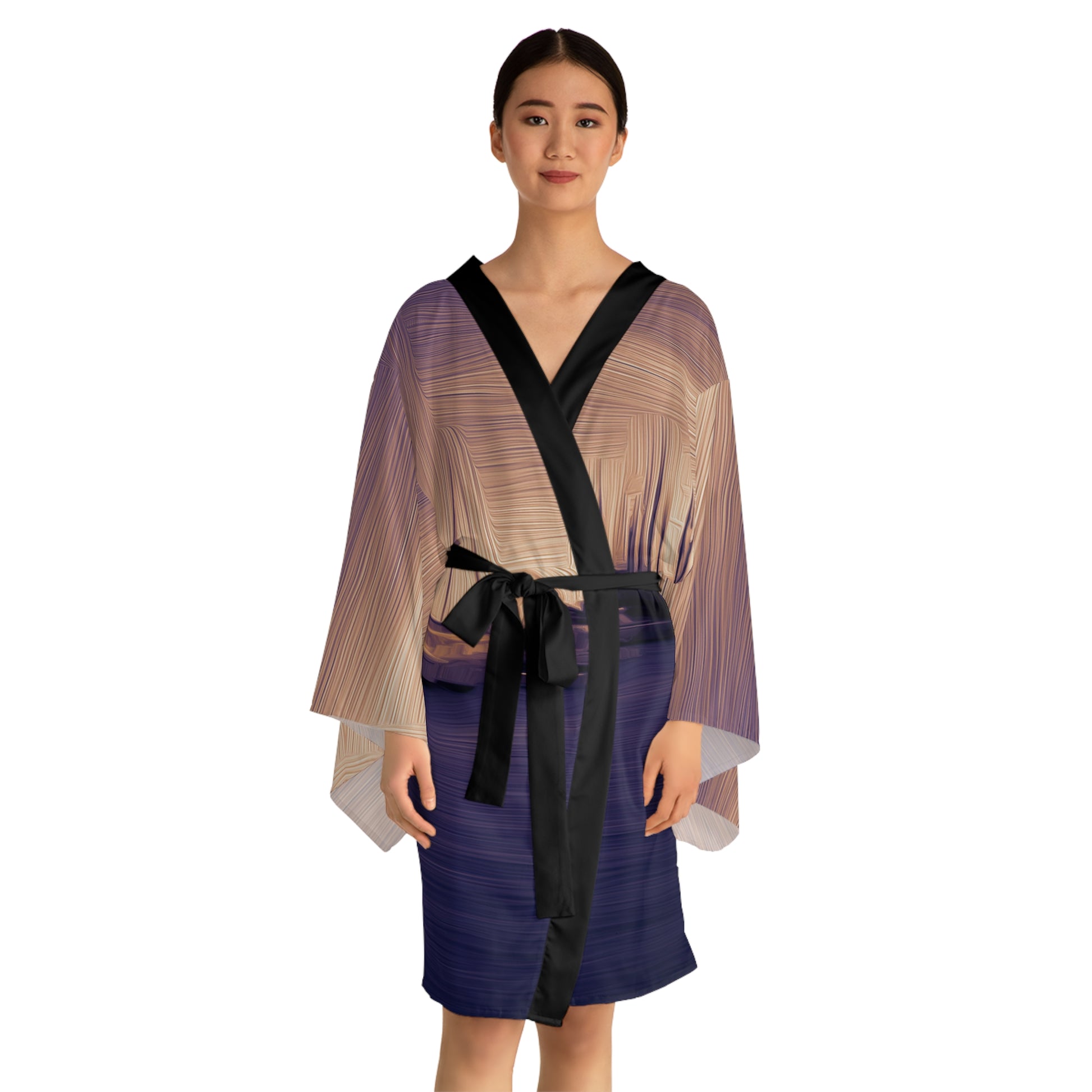 The Sleeping Yachts (at Sunset) - Womens Long Sleeve Kimono Robe - iSAW Company