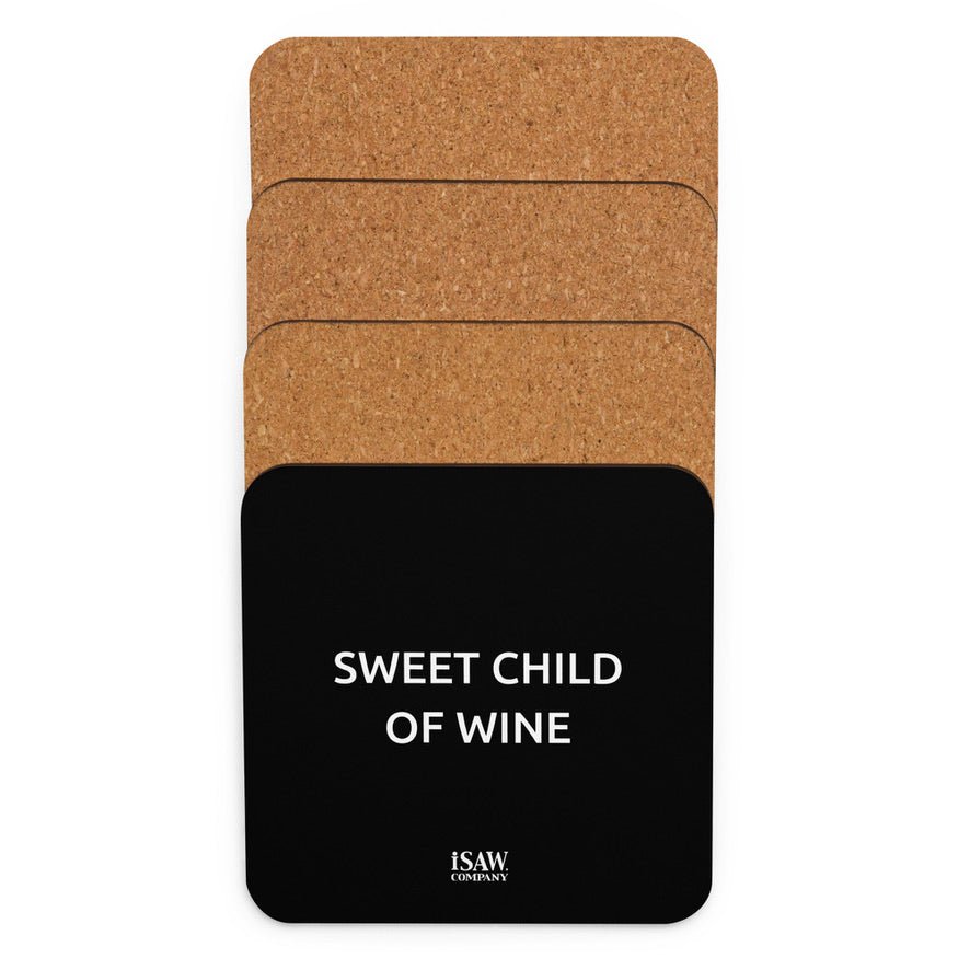 Sweet Child Of Wine - Black Cork Back Coaster - iSAW Company