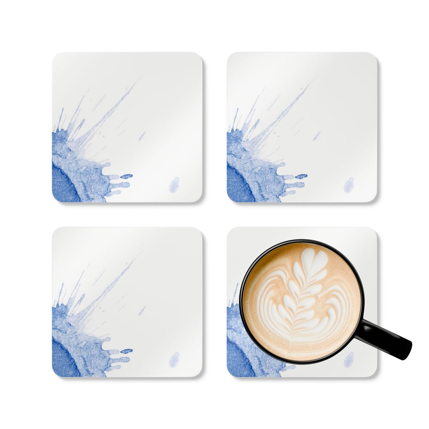 Watercolour Blue Splash - Cork Back Coaster Set - iSAW Company