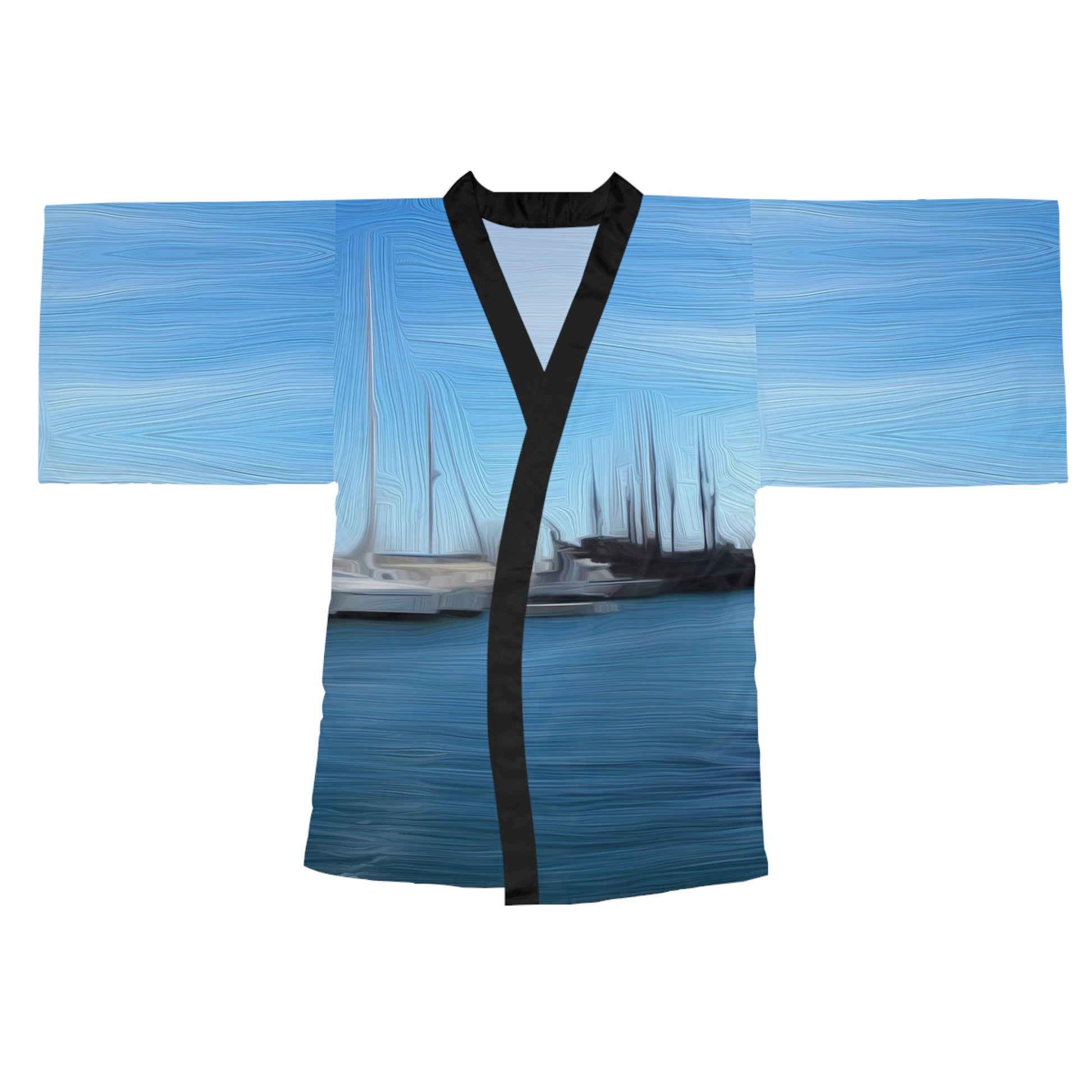 The Sleeping Yachts (at Morning) - Womens Long Sleeve Kimono Robe - iSAW Company
