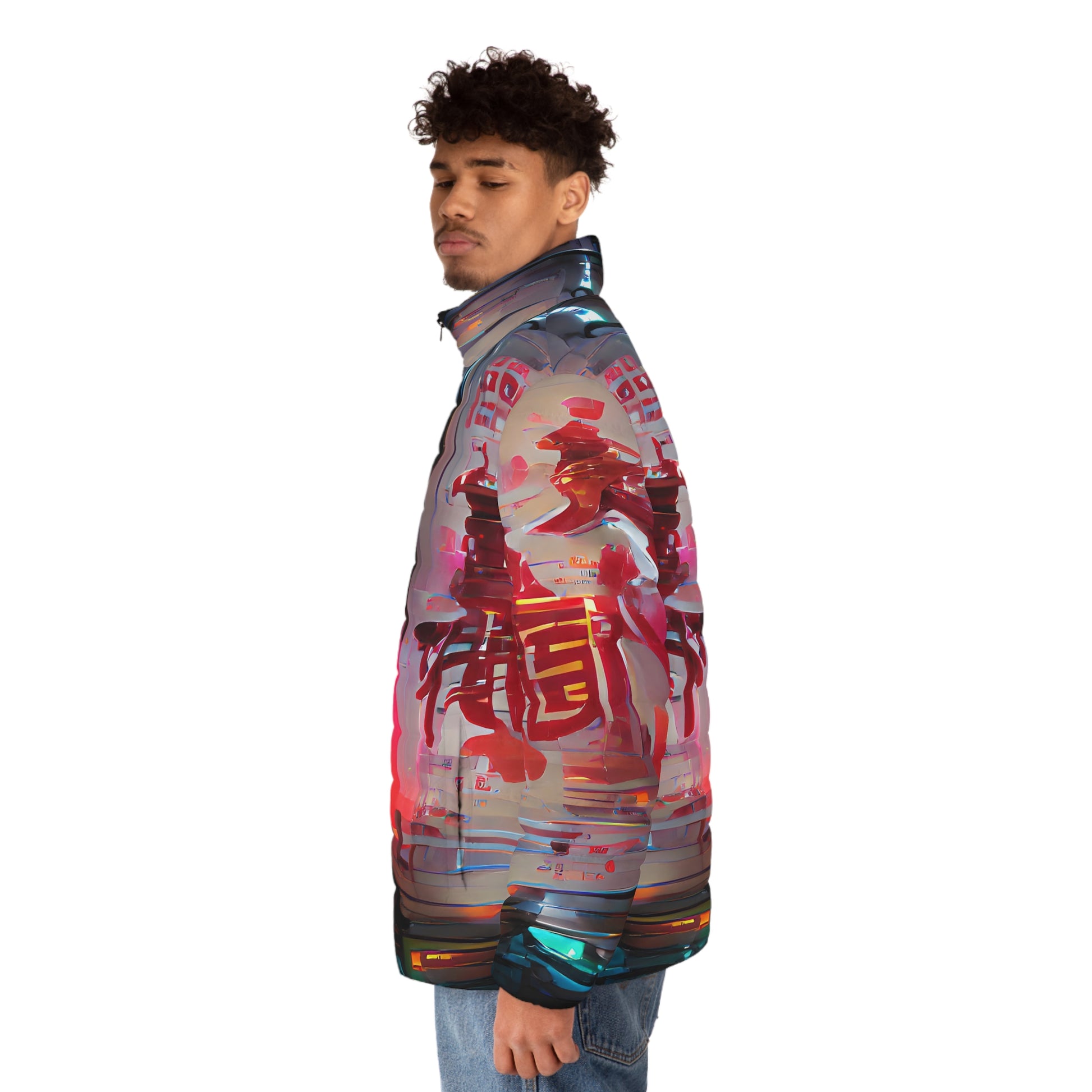 Half Black Half Báijiǔ - Mens Puffer Jacket - iSAW Company