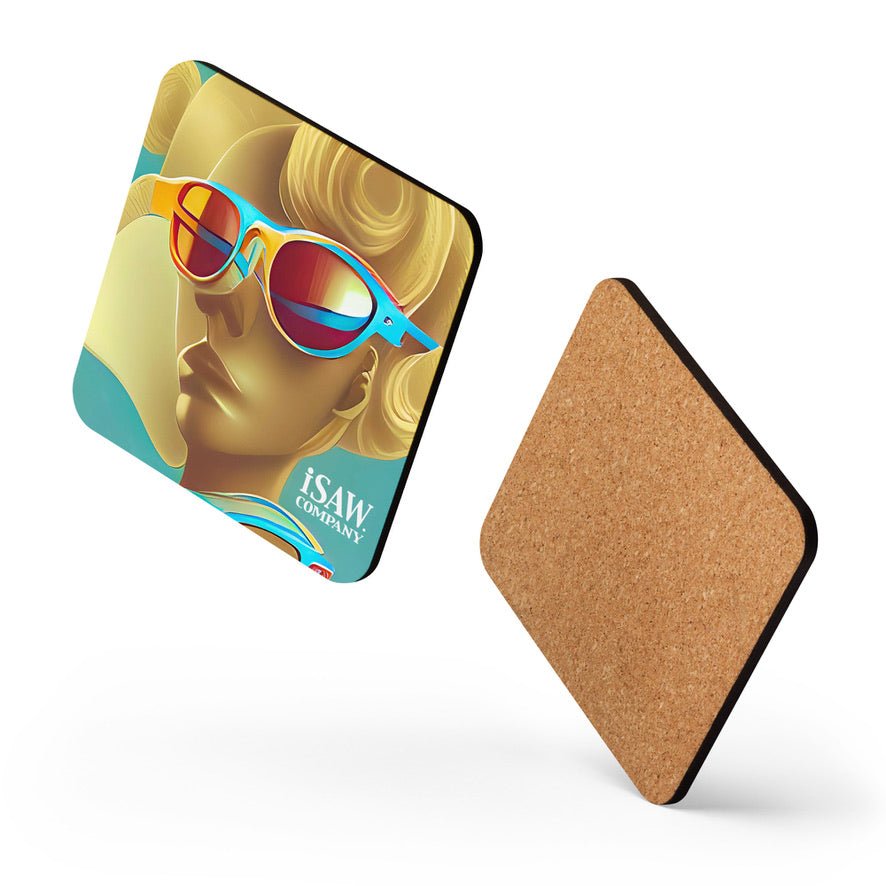 Retro Cool Blue - Cork Back Coaster - iSAW Company