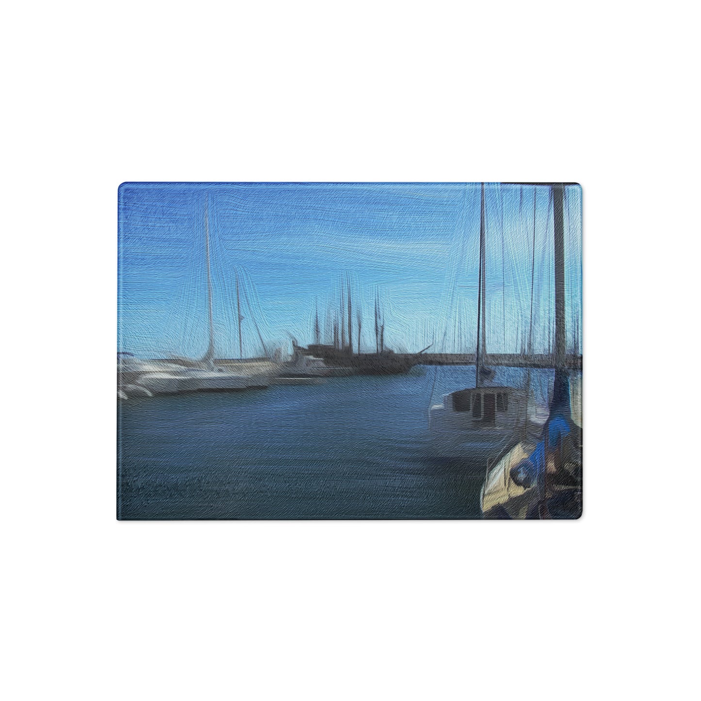 The Sleeping Yachts (at Morning) - Glass Cutting Board - iSAW Company