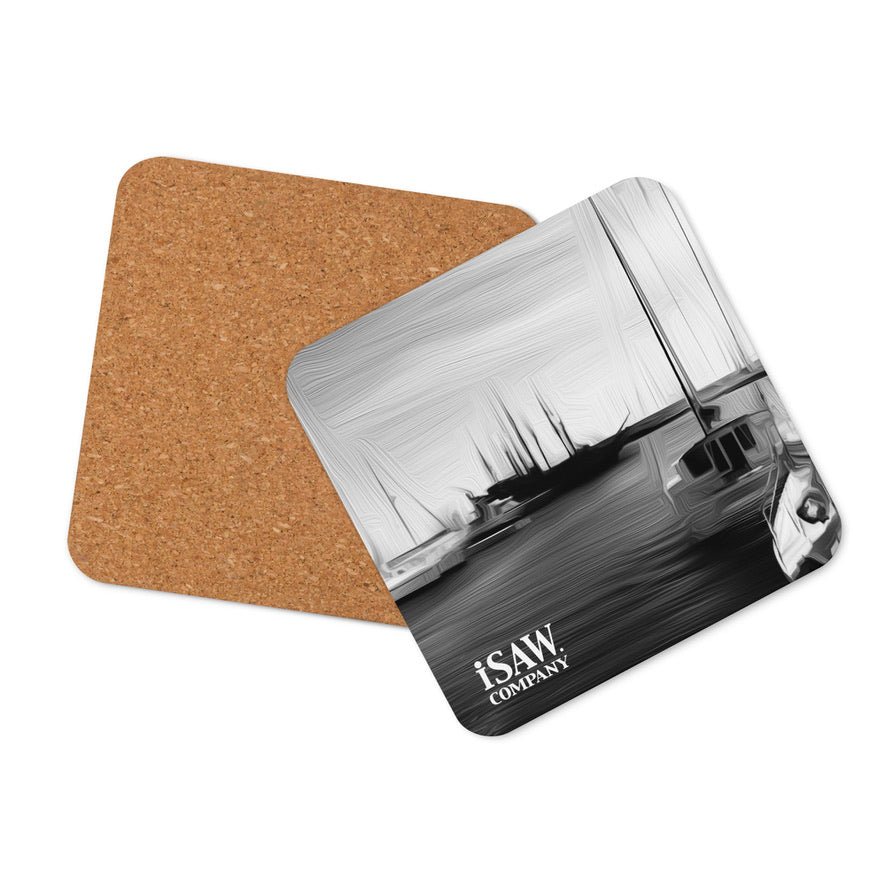 The Sleeping Yachts (at Night) - Cork Back Coaster - iSAW Company