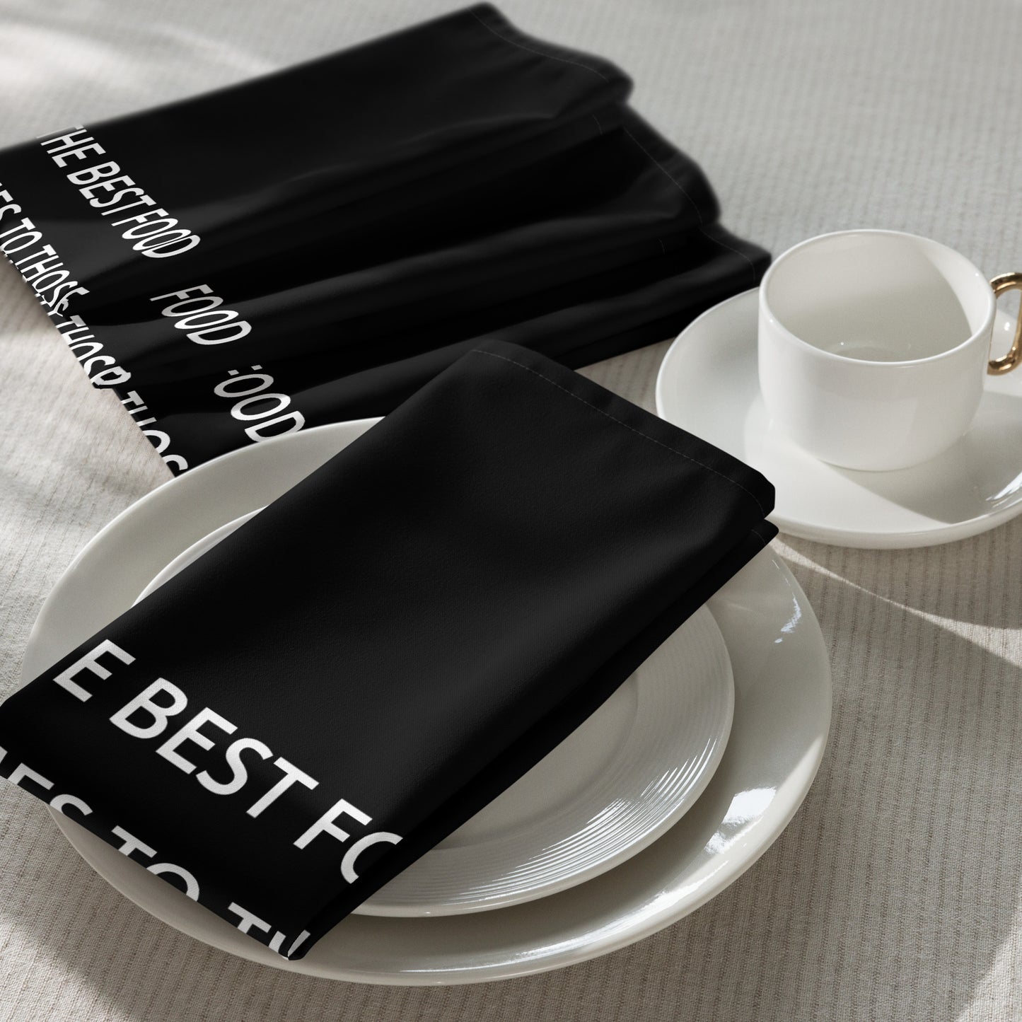 The Best Food Comes To Those Who Wait - Black Napkin Set - iSAW Company