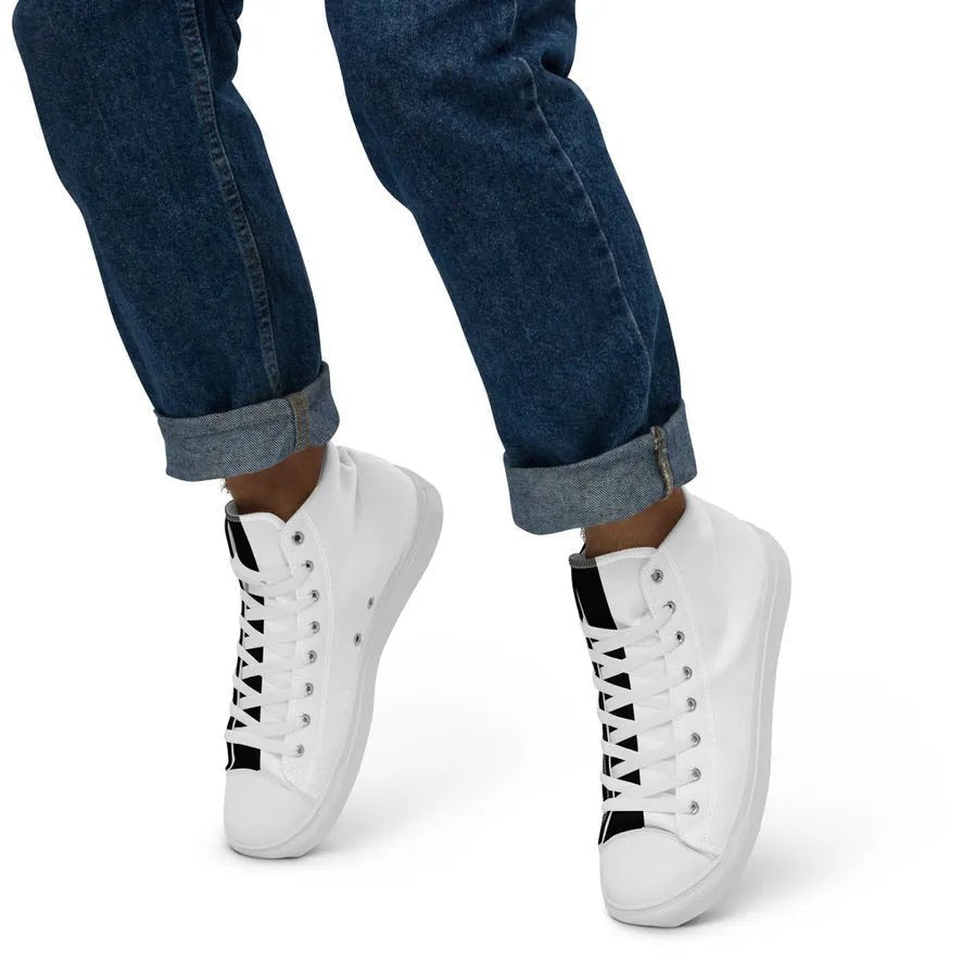 Half Black Half White - Mens High - Top Canvas Shoes - iSAW Company