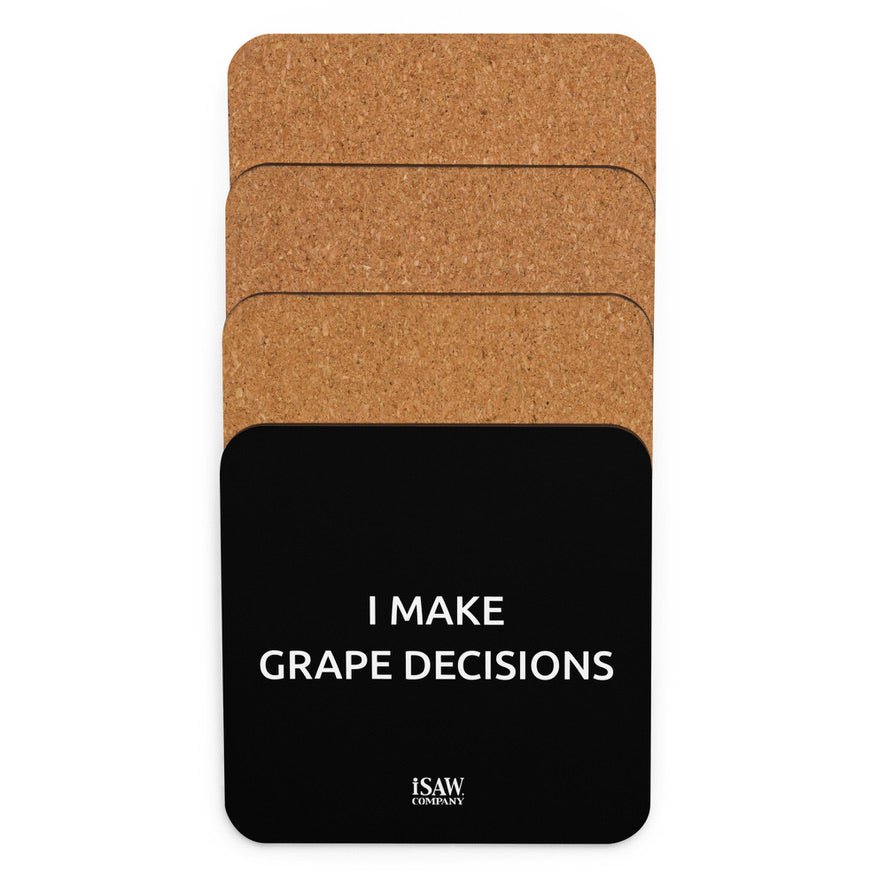 I Make Grape Decisions - Black Cork Back Coaster - iSAW Company