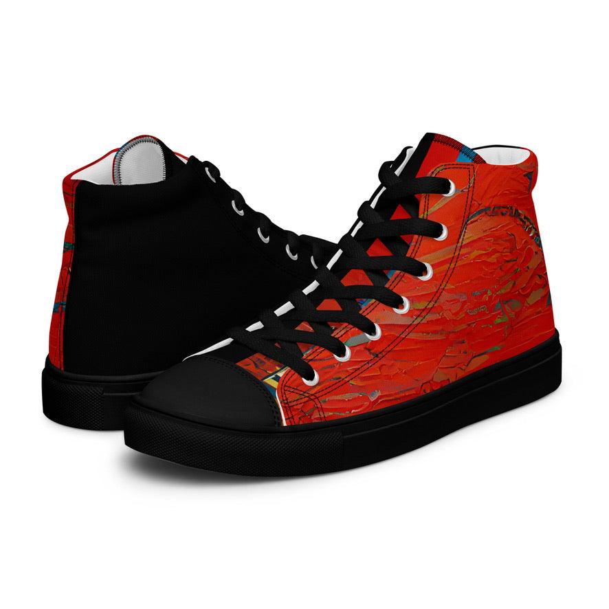 Half Black Half Hónghǎi - Mens High-Top Canvas Shoes - iSAW Company