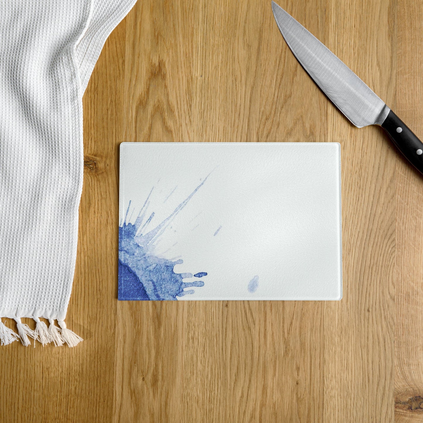 Watercolour Blue Splash - Glass Cutting Board - iSAW Company