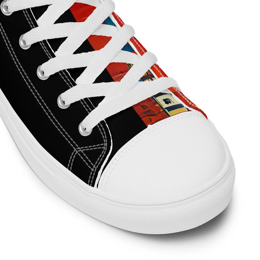 Half Black Half Hónghǎi - Mens High-Top Canvas Shoes - iSAW Company