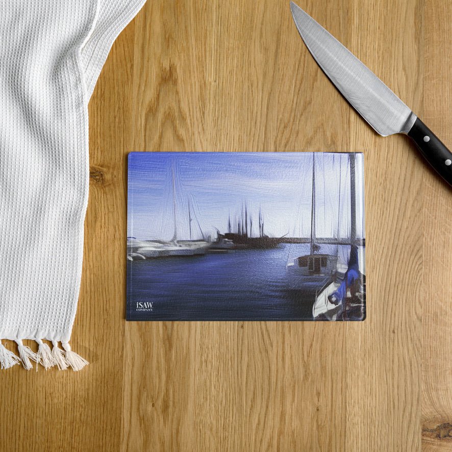 The Sleeping Yachts (at Afternoon) - Glass Cutting Board - iSAW Company