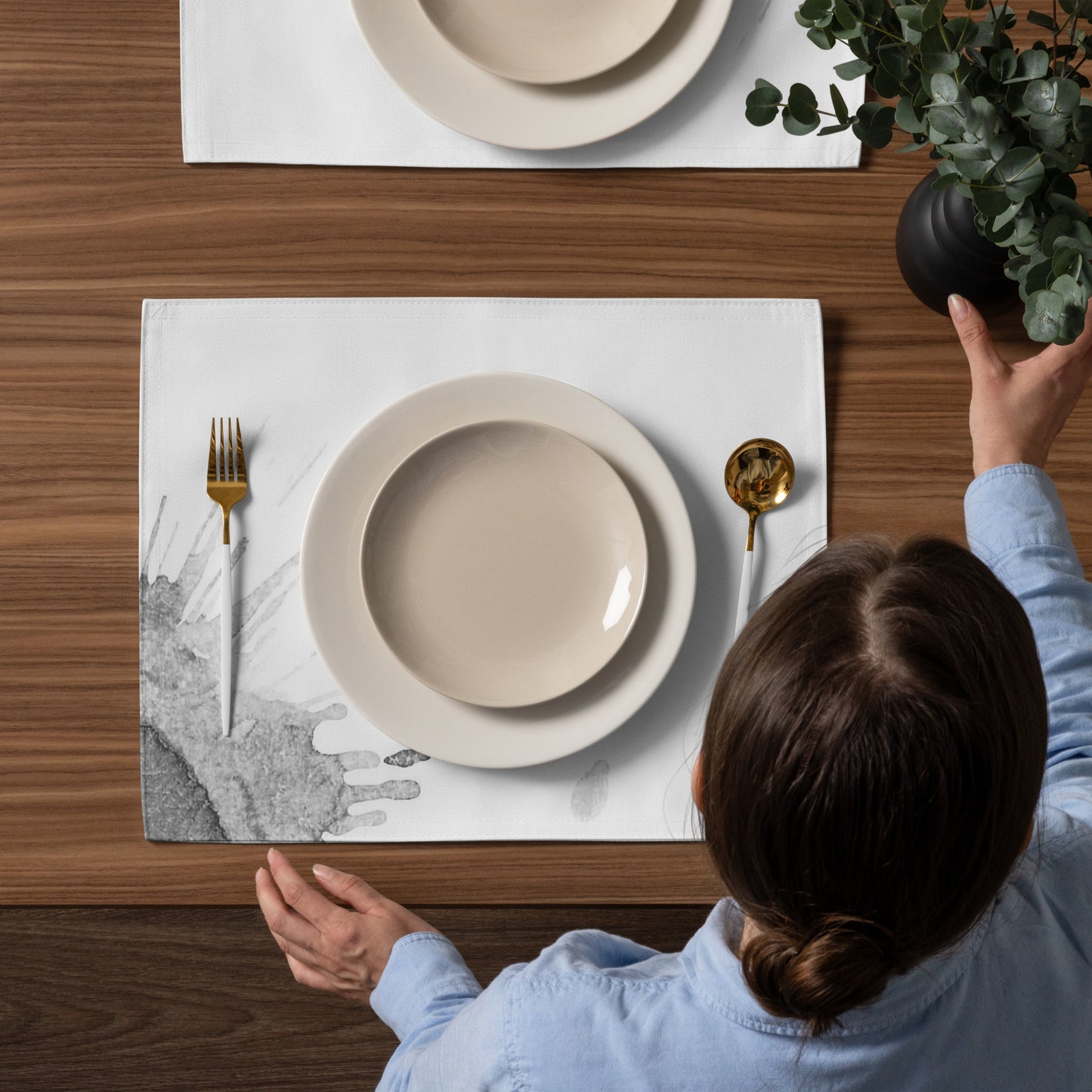 Watercolour Grey Splash - Placemat Set - iSAW Company