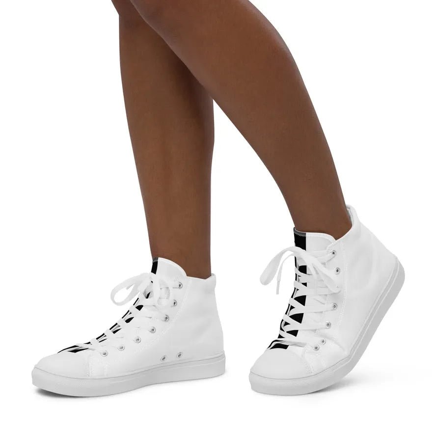 Half Black Half White - Womens High - Top Canvas Shoes - iSAW Company