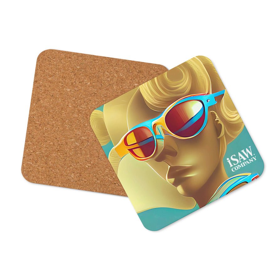Retro Cool Blue - Cork Back Coaster - iSAW Company