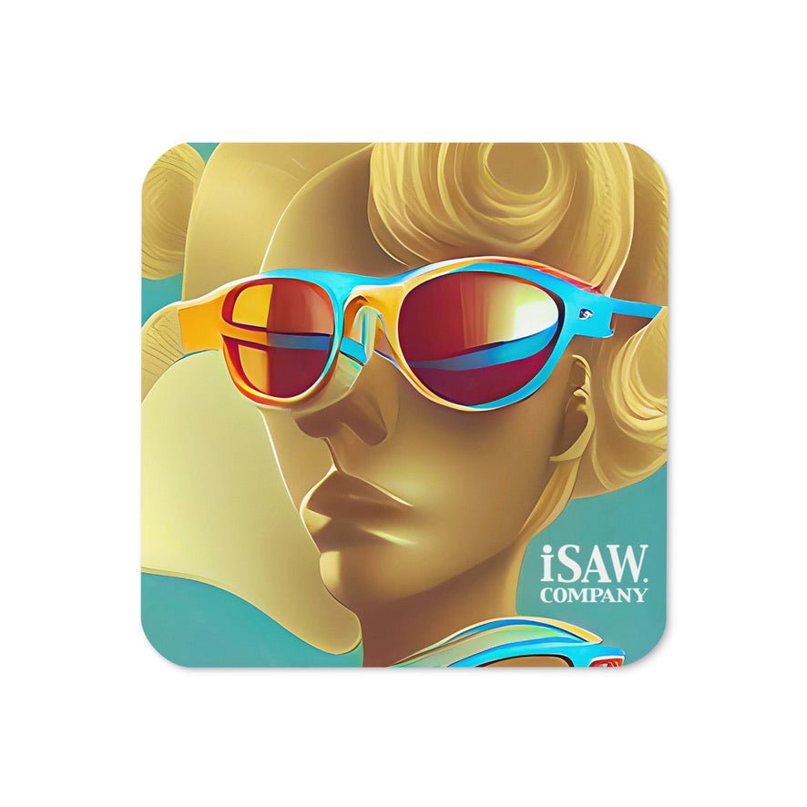 Retro Cool Blue - Cork Back Coaster - iSAW Company