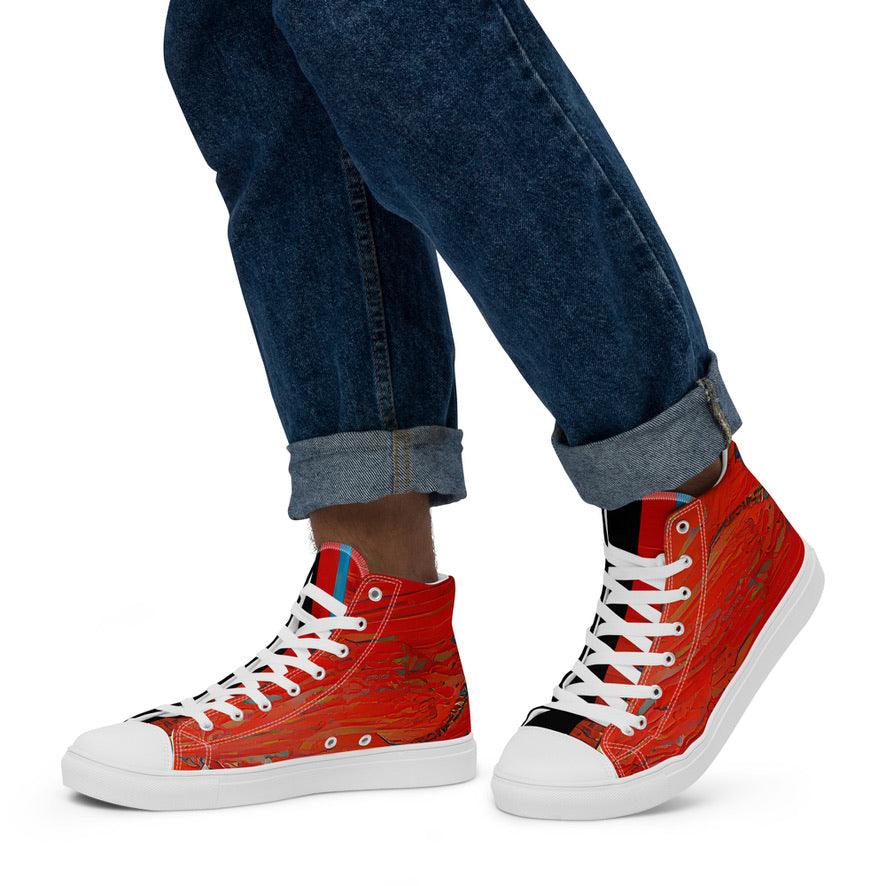 Half Black Half Hónghǎi - Mens High-Top Canvas Shoes - iSAW Company