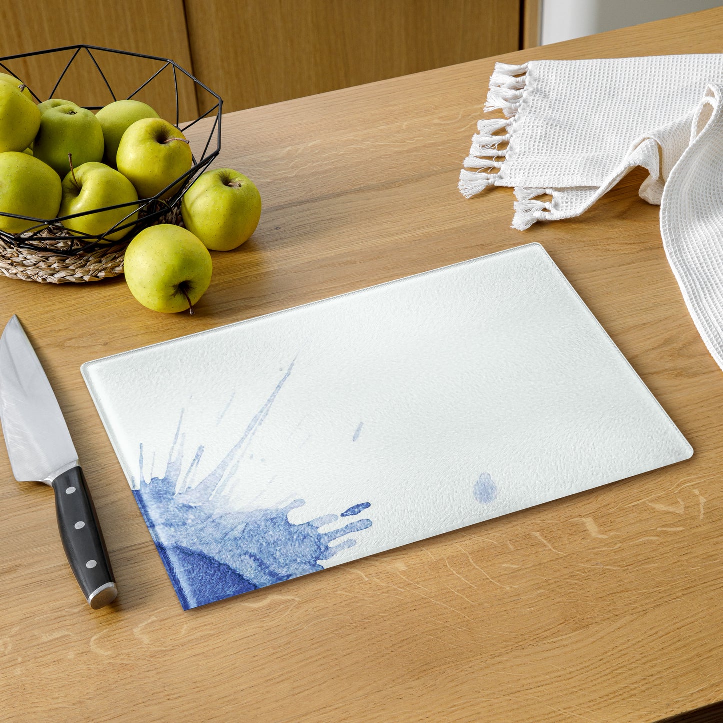 Watercolour Blue Splash - Glass Cutting Board - iSAW Company