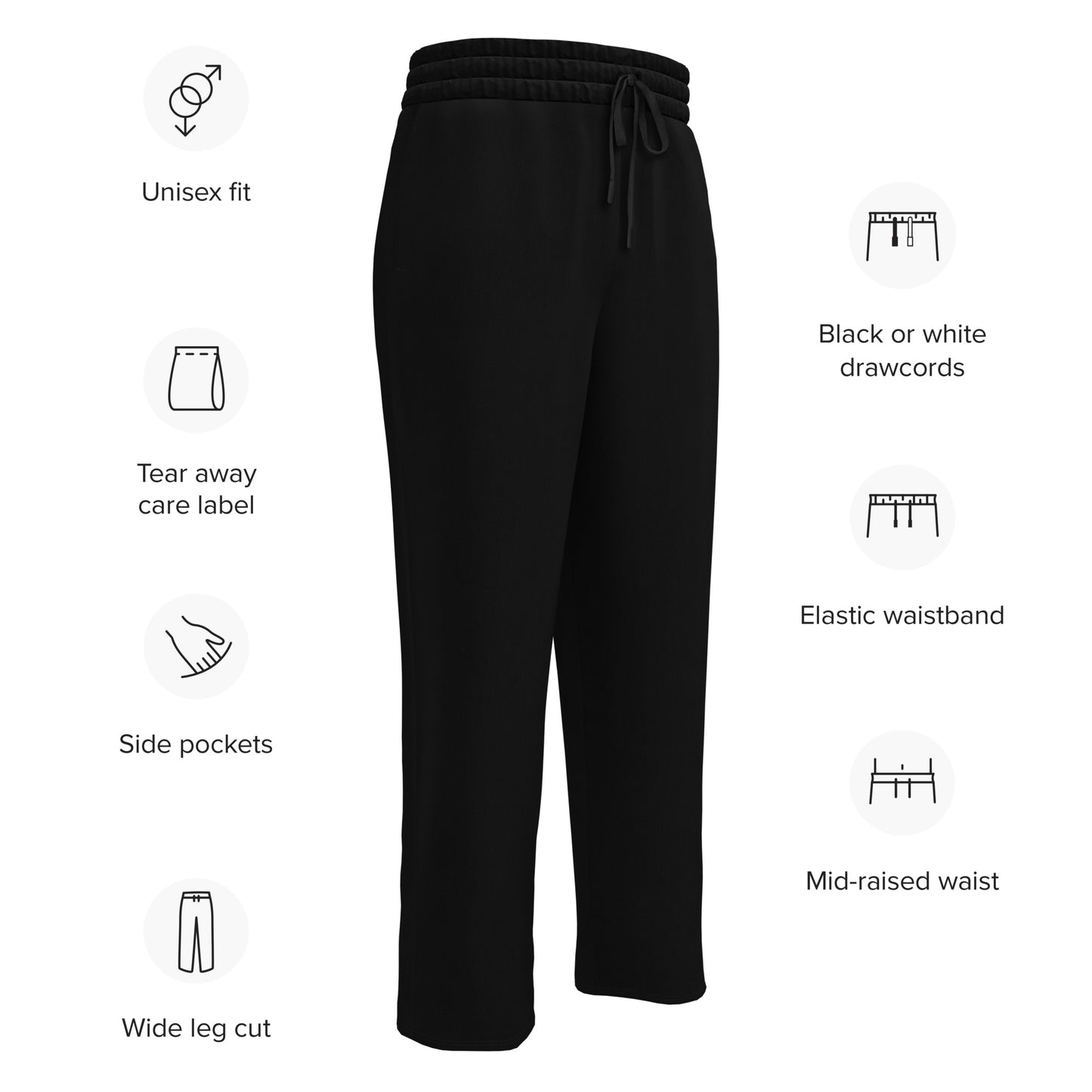 iSAW Unisex Black Wide-Leg Joggers