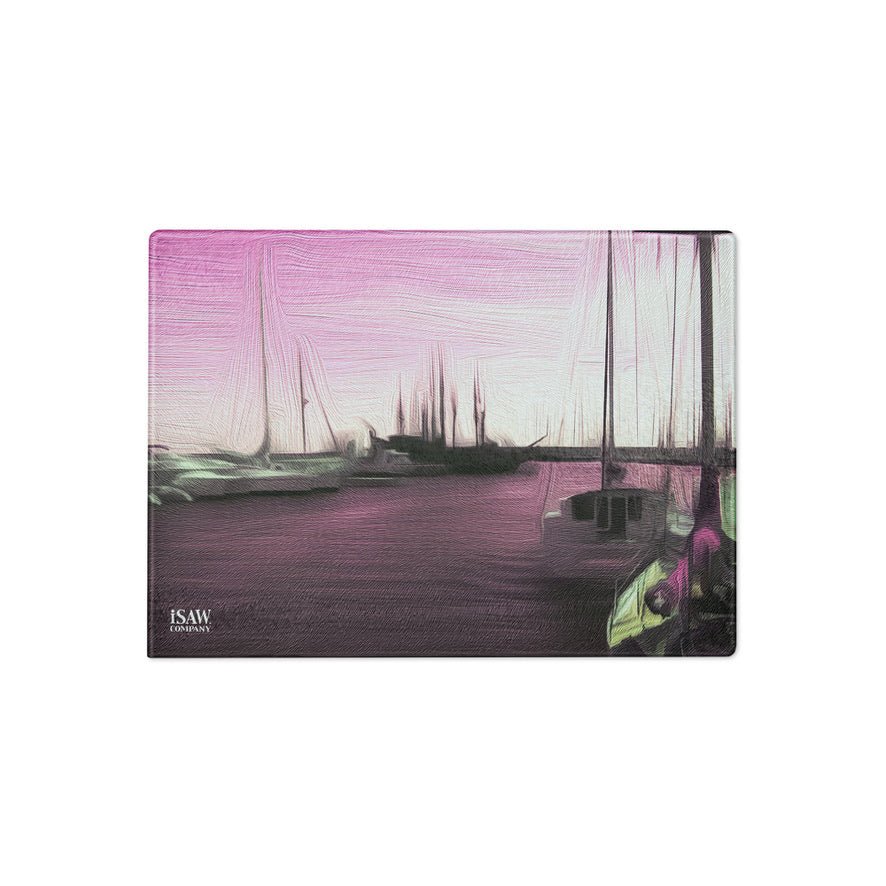 The Sleeping Yachts (at Evening) - Glass Cutting Board - iSAW Company