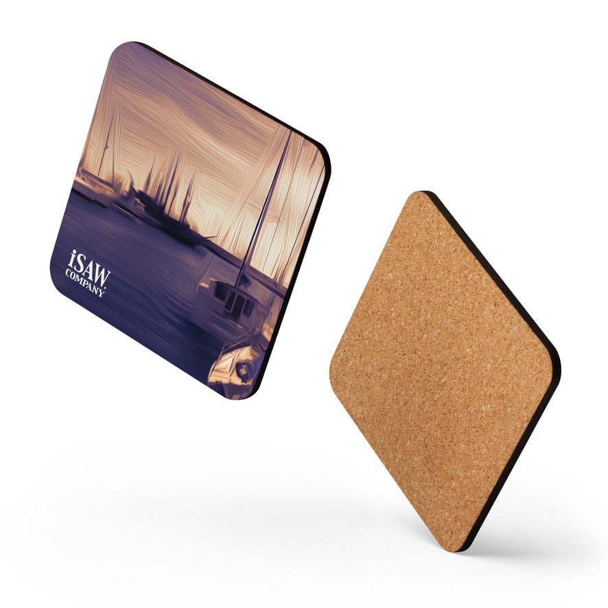 The Sleeping Yachts (at Sunset) - Cork Back Coaster - iSAW Company