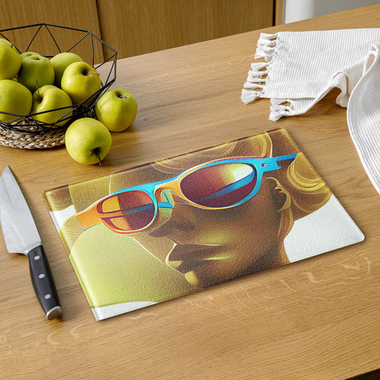 Retro Cool White - Glass Cutting Board