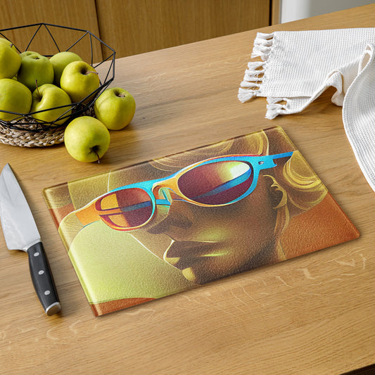 Retro Cool Orange - Glass Cutting Board