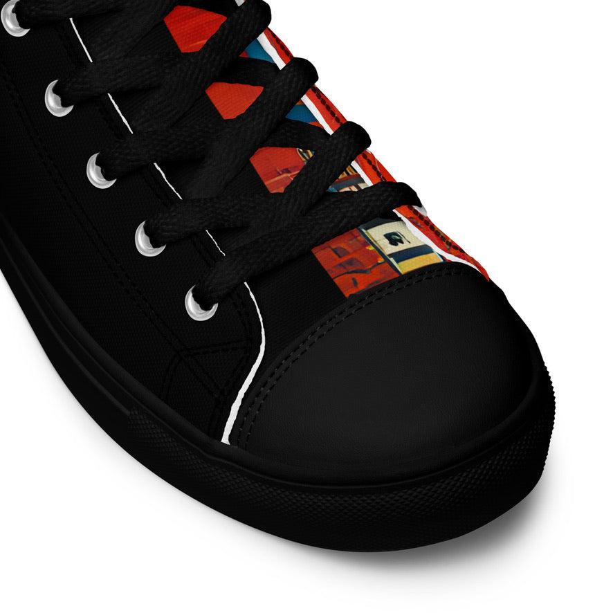 Half Black Half Hónghǎi - Mens High-Top Canvas Shoes - iSAW Company