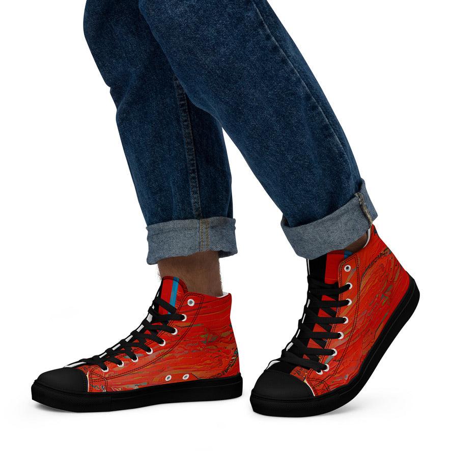 Half Black Half Hónghǎi - Mens High-Top Canvas Shoes - iSAW Company