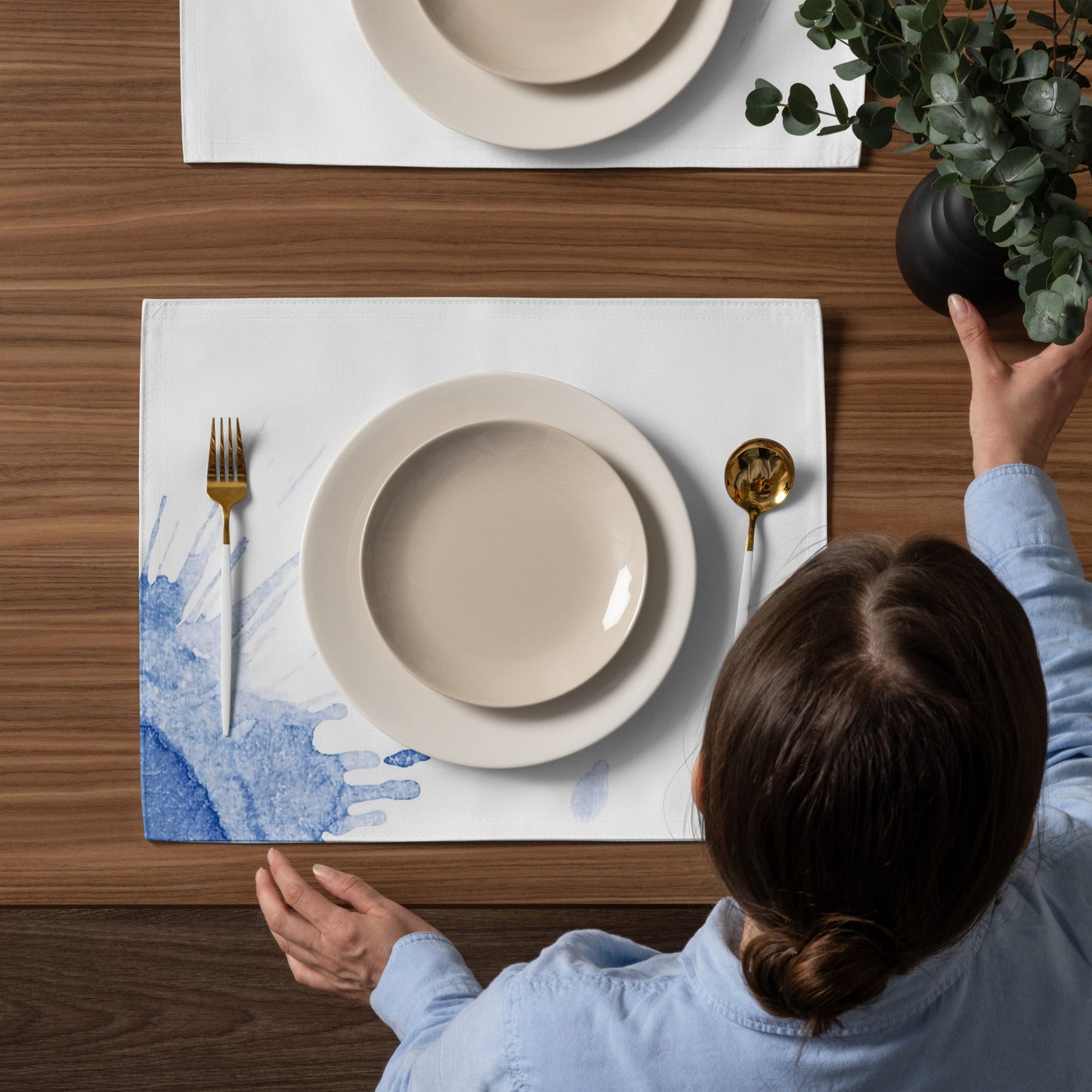 Watercolour Blue Splash - Placemat Set - iSAW Company