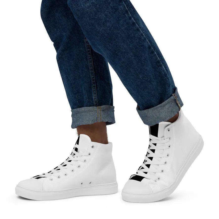 Half Black Half White - Mens High - Top Canvas Shoes - iSAW Company