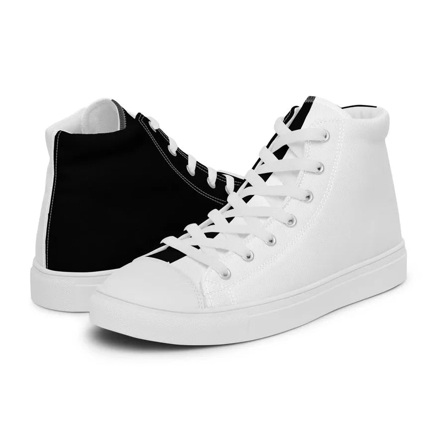 Half Black Half White - Mens High-Top Canvas Shoes - iSAW Company