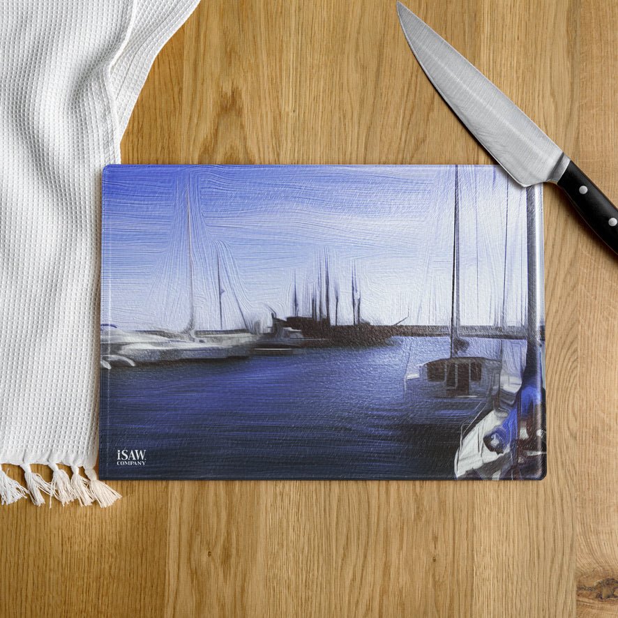 The Sleeping Yachts (at Afternoon) - Glass Cutting Board - iSAW Company