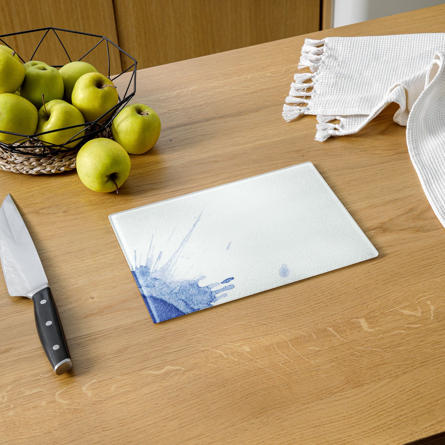 Watercolour Blue Splash - Glass Cutting Board - iSAW Company