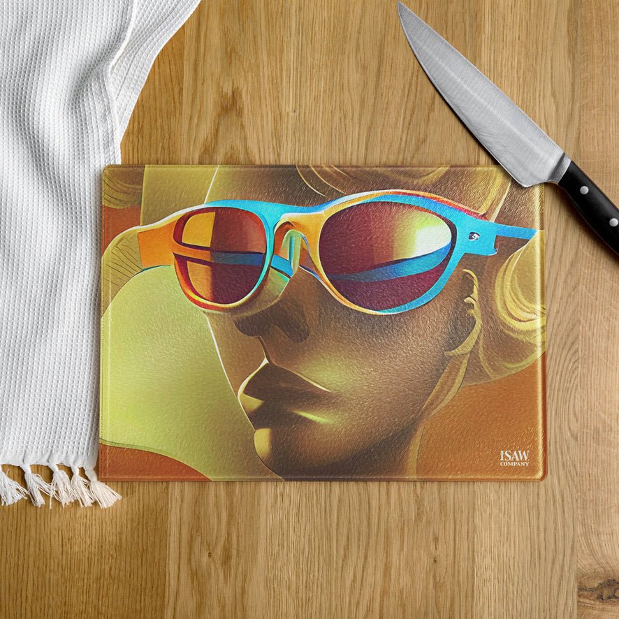 Retro Cool Orange - Glass Cutting Board - iSAW Company