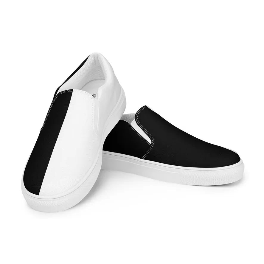 Half Black Half White - Womens Slip-On Canvas Shoes - iSAW Company